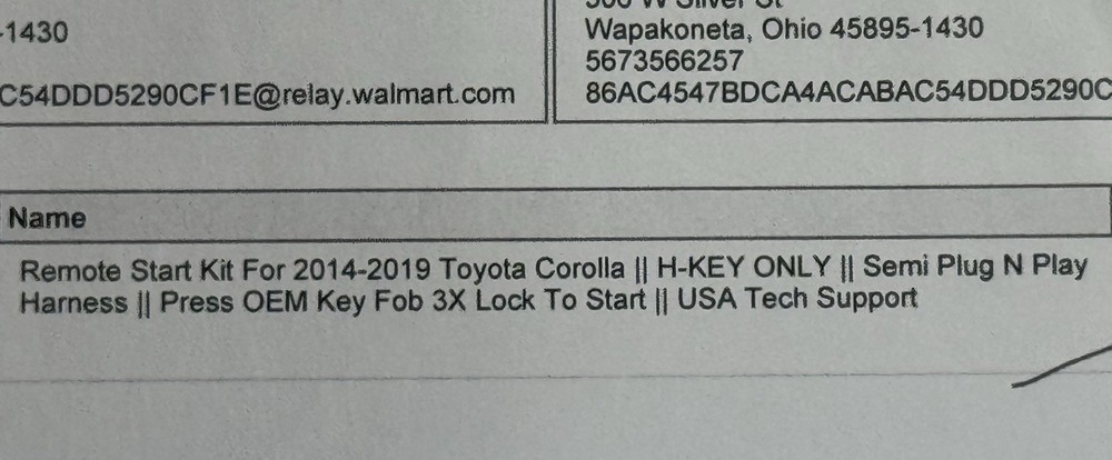 MPC Remote Starter System - Toyota Corolla 2014-2019