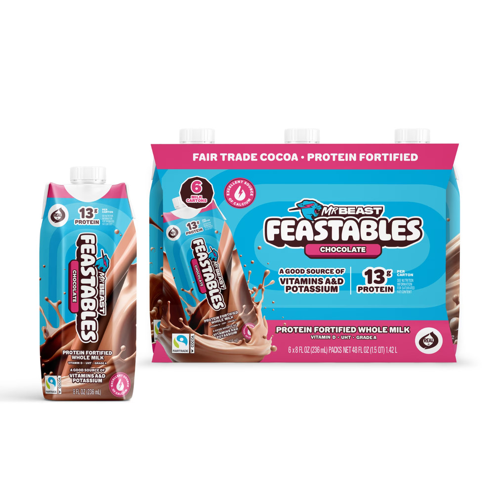 Feastables Protein Chocolate Milk 8oz – Shelf-Stable 6-Pack