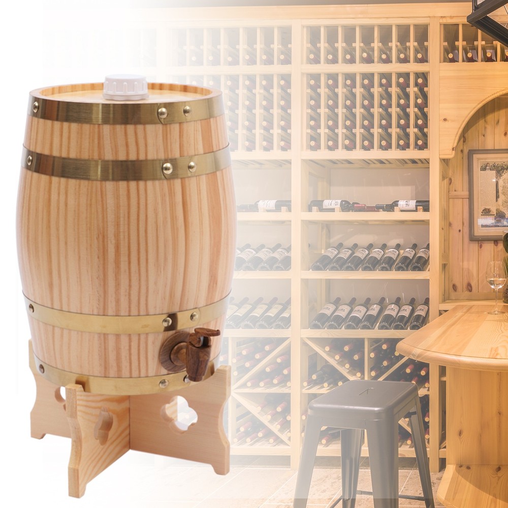 Wooden Wine Barrel 5L Vertical Pine Decorative for Home Kitchen Bar Display