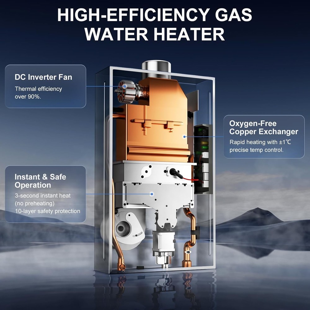 14/16/18L Instant Hot Water Heater Tankless Water Heater Gas wi/ Digital Display