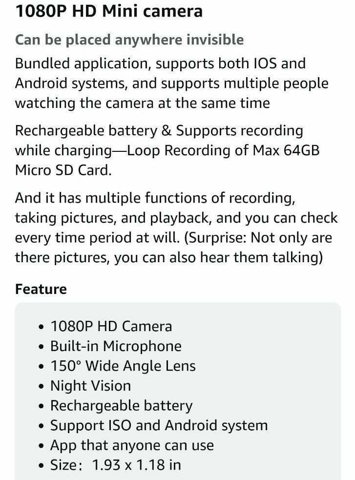 Mini Camera, WiFi Wireless Tiny