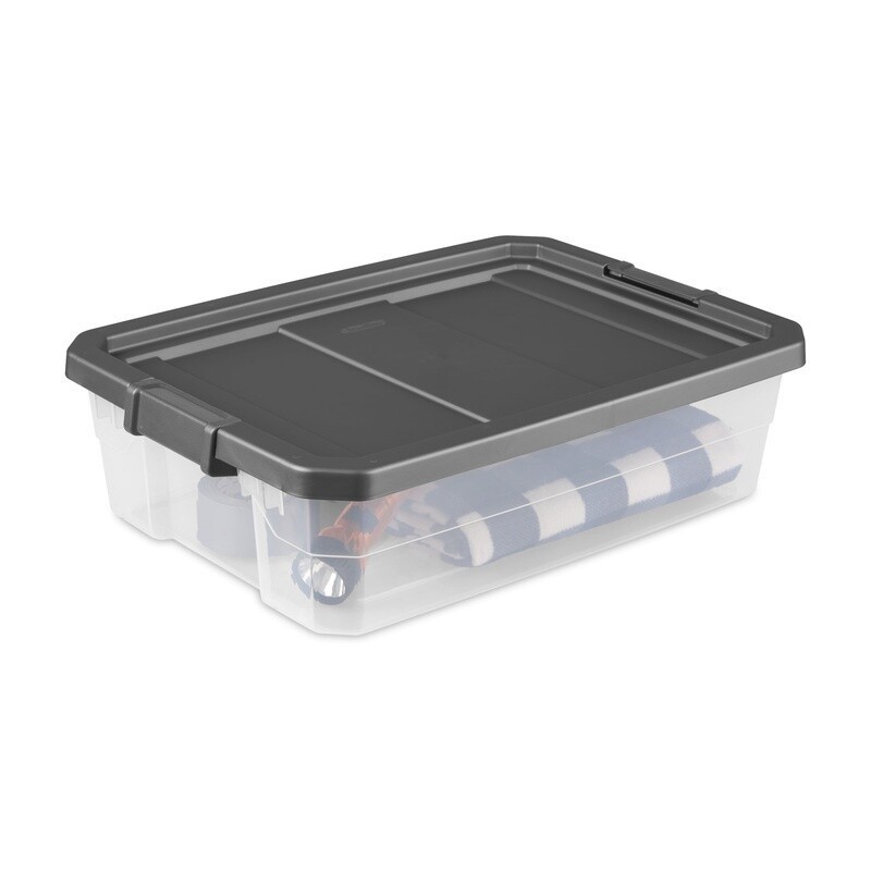 Durable Stackable Storage Bins W/ Lids 40 Quart 2 Pack Heavy Duty Clear Plastic