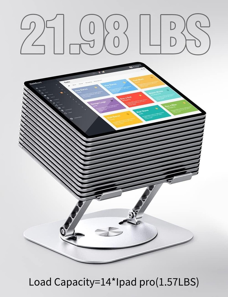 Adjustable Computer Stand with 360 Degree Swivel Base Foldable up to 16”, Silver