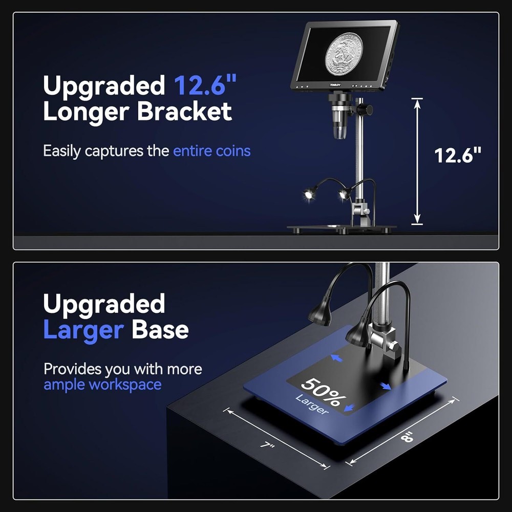 TOMLOV 1500X Digital Microscope 20MP Soldering Coin Microscope for Collection