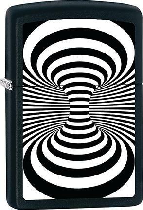Zippo Windproof Metal Design Fire Lighter - Black & White Optical Illusion