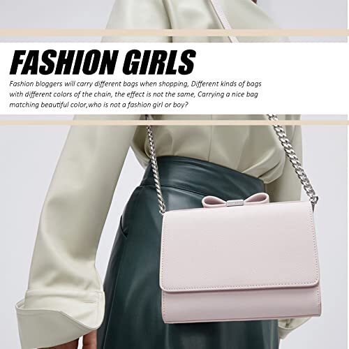 4 Sizes Purse Chain Strap Silver Replacement Flat Chain Strap with Buckles Pe...