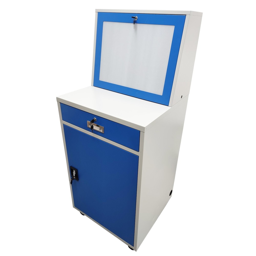 1 PC Blue Industrial Mobile Security Computer Cabinet 63 in H