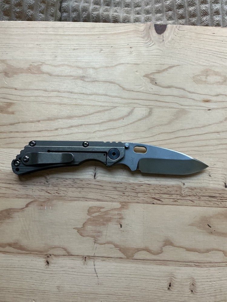 Dwayne Dwyer Custom SNG Drop Point, Chisel Blade, Stepped TI Handle.