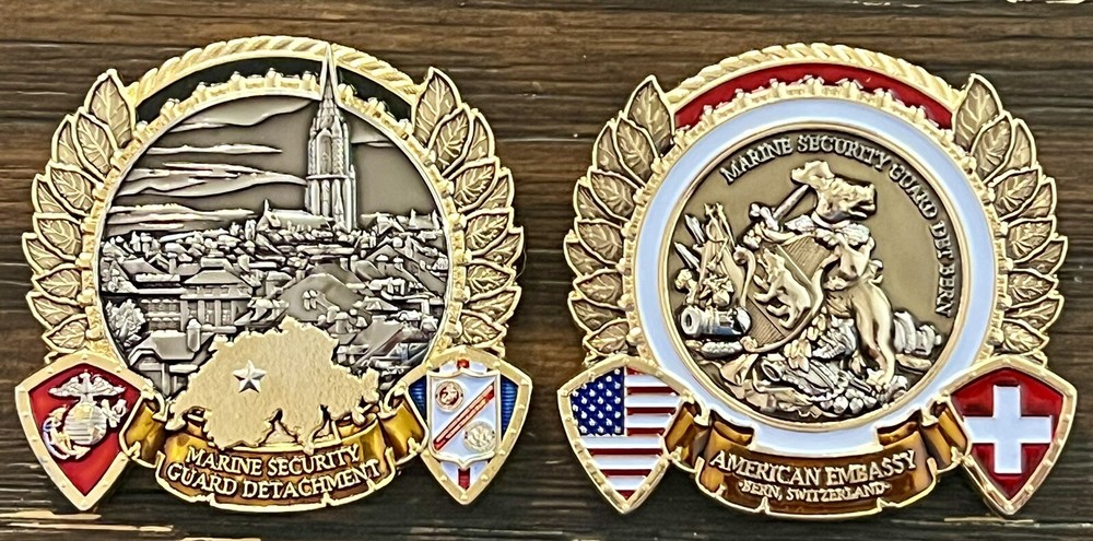 USMC MSG Marine Security Guard Detachment Bern, Switzerland Challenge Coin