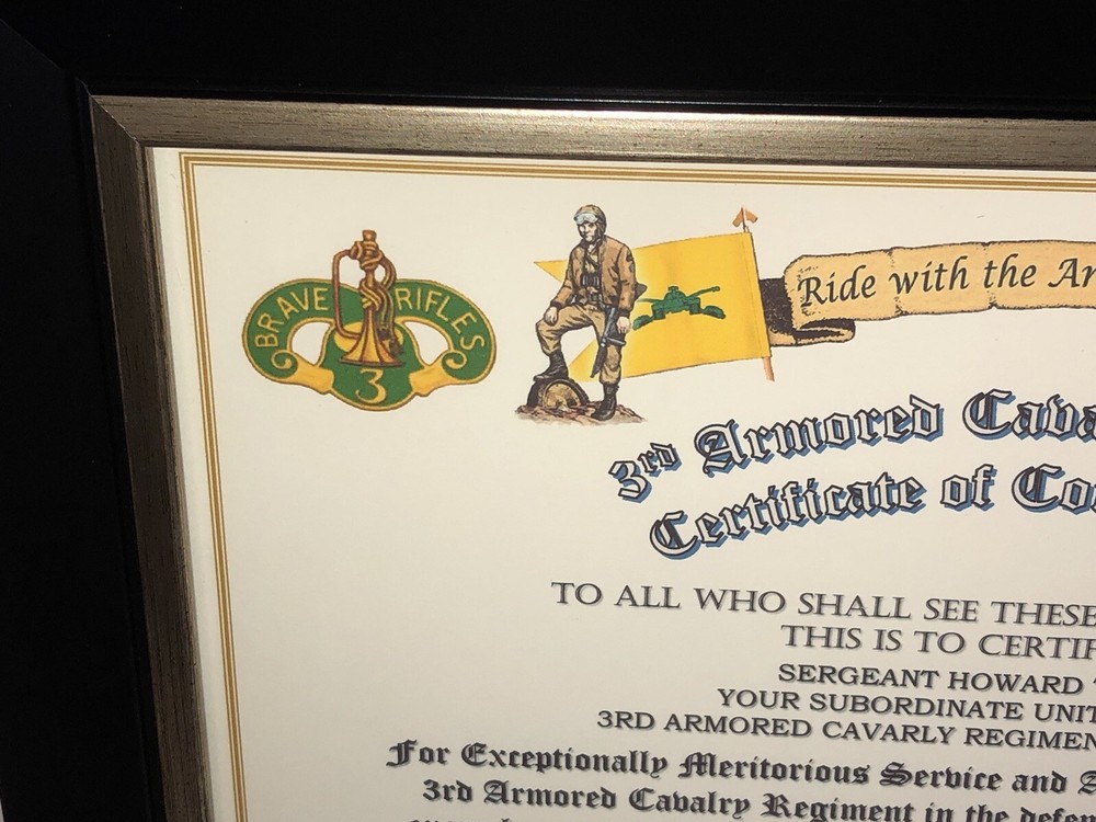 3RD ARMORED CAVALRY REGIMENT / COMMEMORATIVE - CERTIFICATE OF COMMENDATION