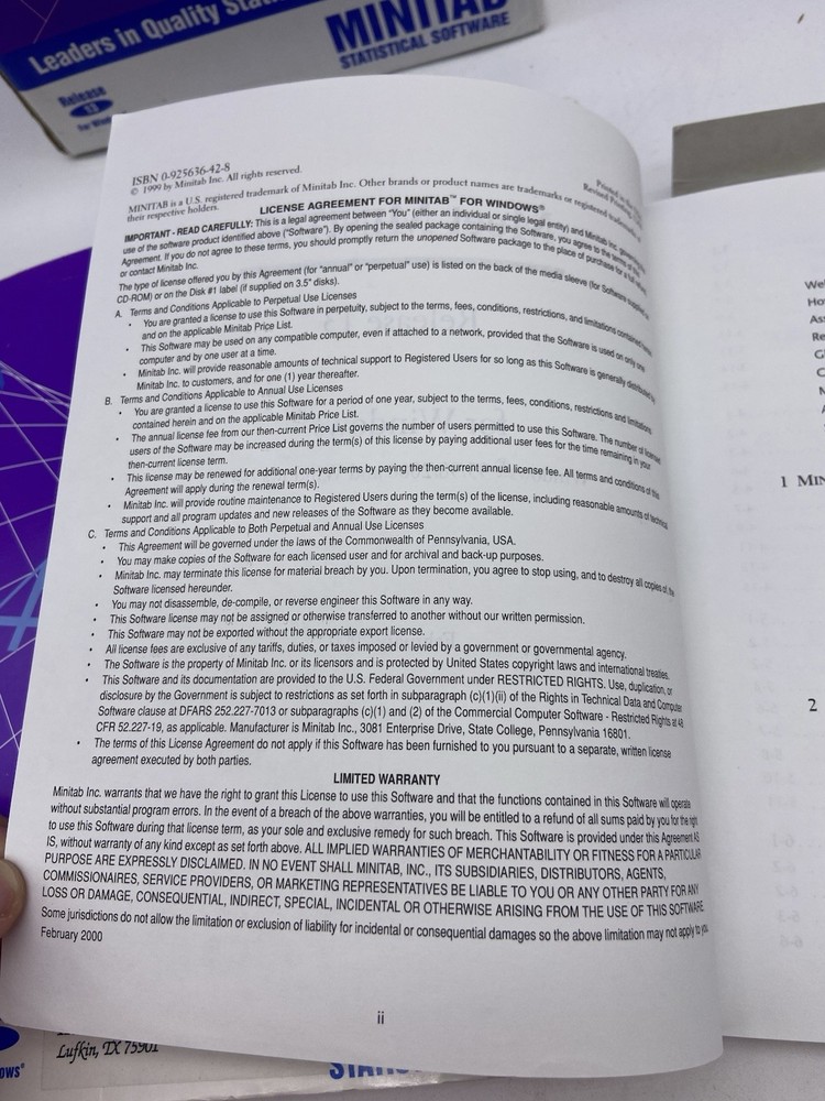 Statistical Software - Minitab 13 BOOKS MANUALS ONLY NO DISCS