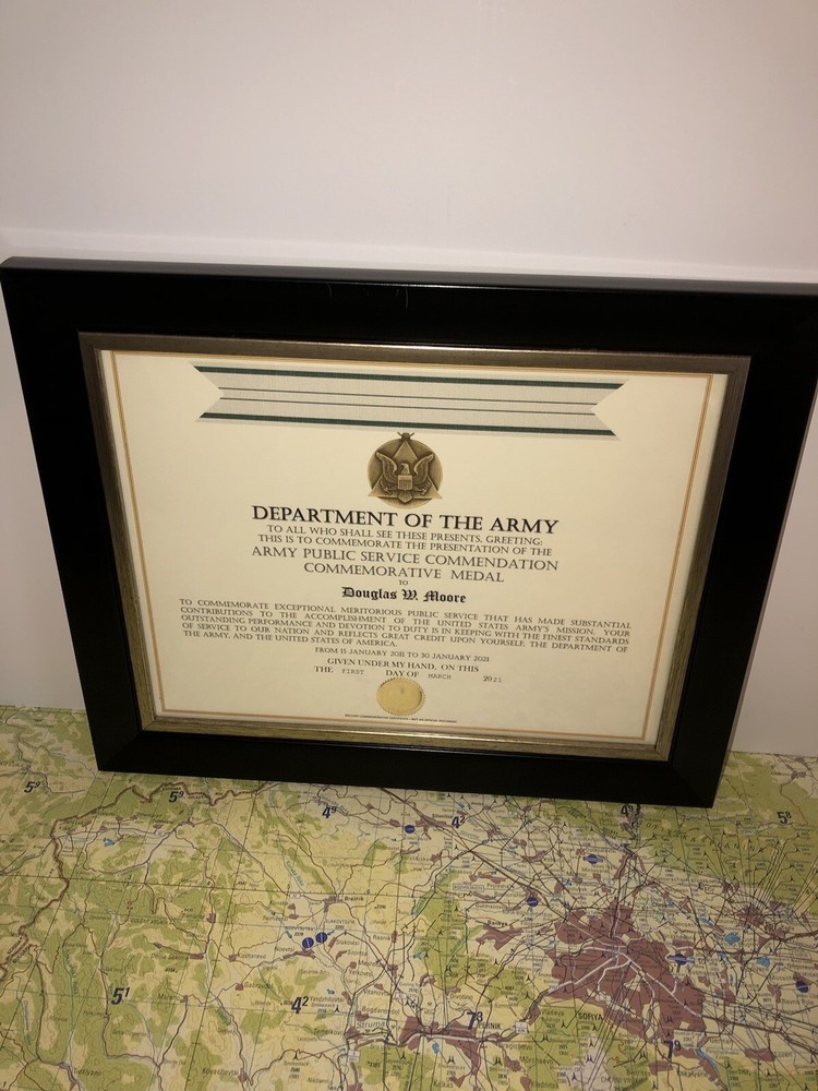 ARMY PUBLIC SERVICE COMMENDATION COMMEMORATIVE MEDAL CERTIFICATE ~ Type-1