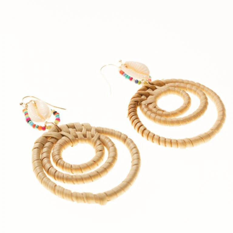 Wood Shell Drop Earrings