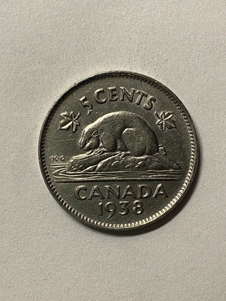 FINE 1938 CANADA NICKEL 5 CENTS