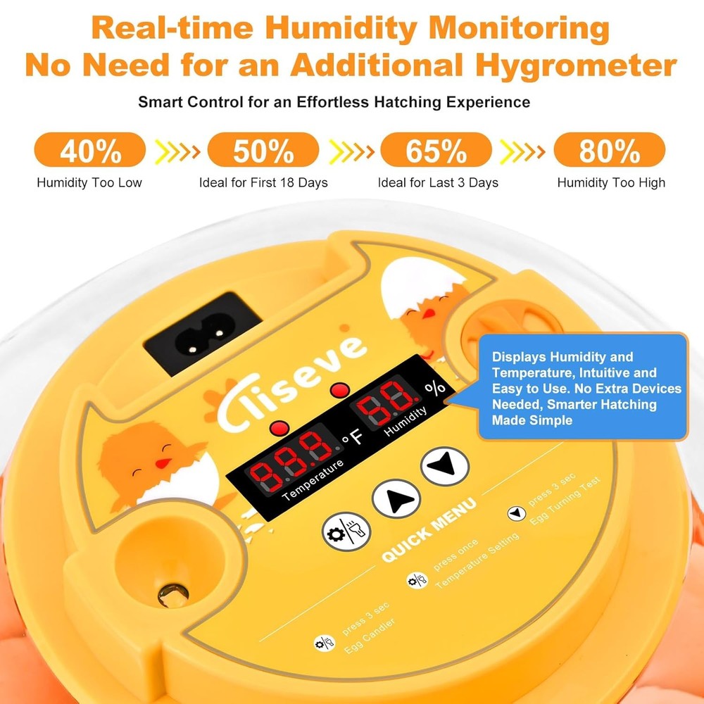 12 Egg Automatic Incubator for Hatching Chicks - Digital Egg Turner