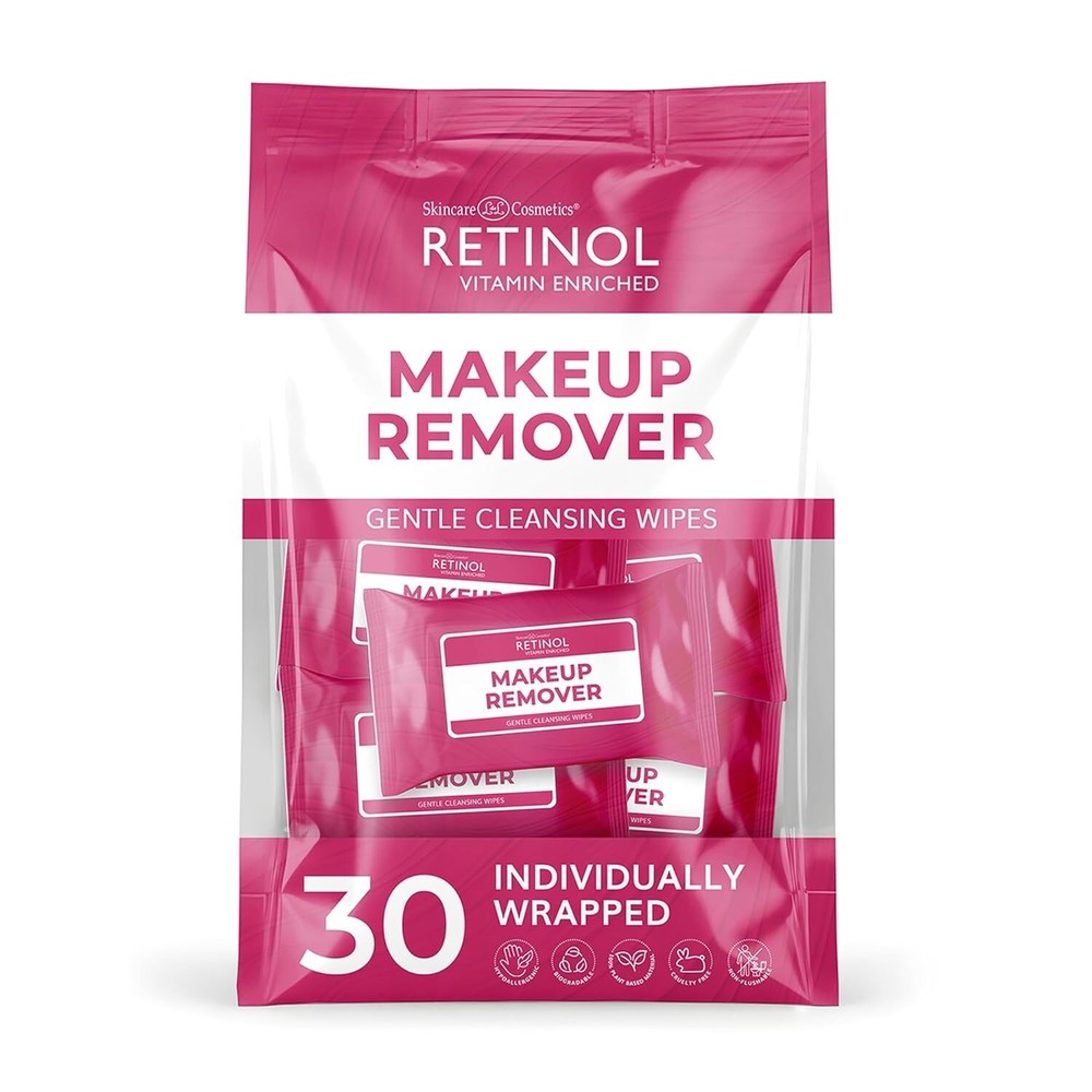 Retinol Individually Wrapped Makeup Remover Wipes