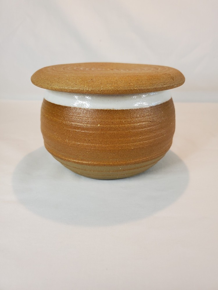 Studio Art Pottery Round Butter Bell Keep Stoneware Crock