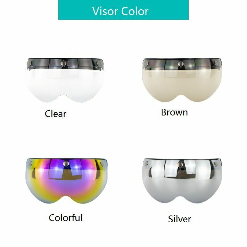 Motorcycle Half Helmet 3-Snap Flip Up Visor Face Wind Shield Goggles