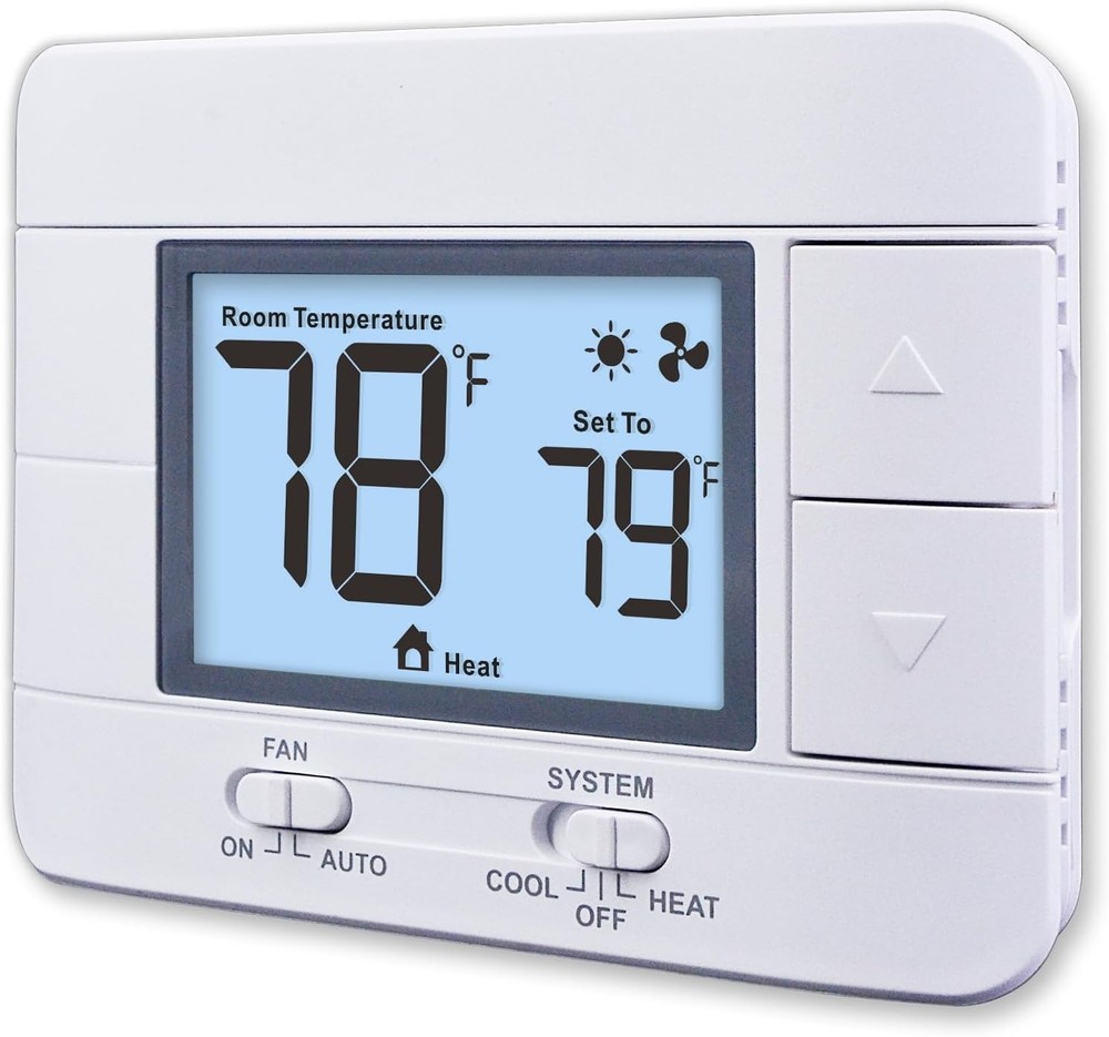 Non Programmable Thermostat for Home 1 Heat/ 1 Cool White Backlight