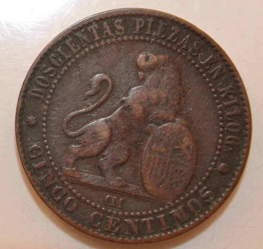 1870 Spain 5 centimes