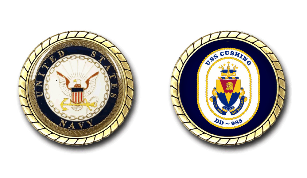 USS Cushing DD-985 Crest Challenge Coin