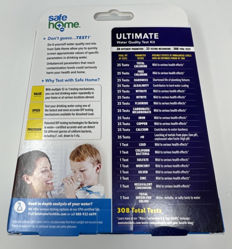 Safe Home Ultimate Water Quality Test Kit 20 Different Parameters 308 Total Test