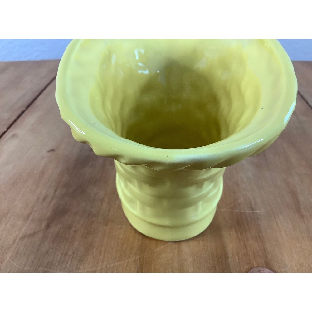 Vintage Yellow Basket Ceramic Planter