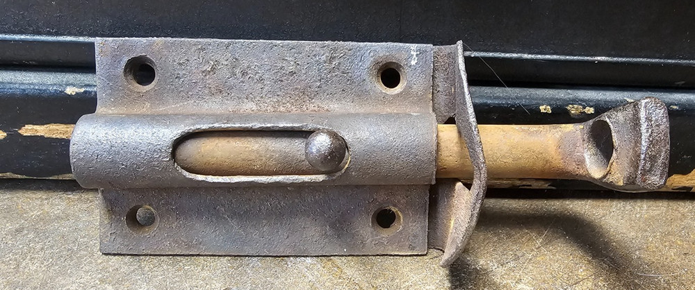 Rustic Iron Slide Bolt Latch, Vintage Door Hardware Lock