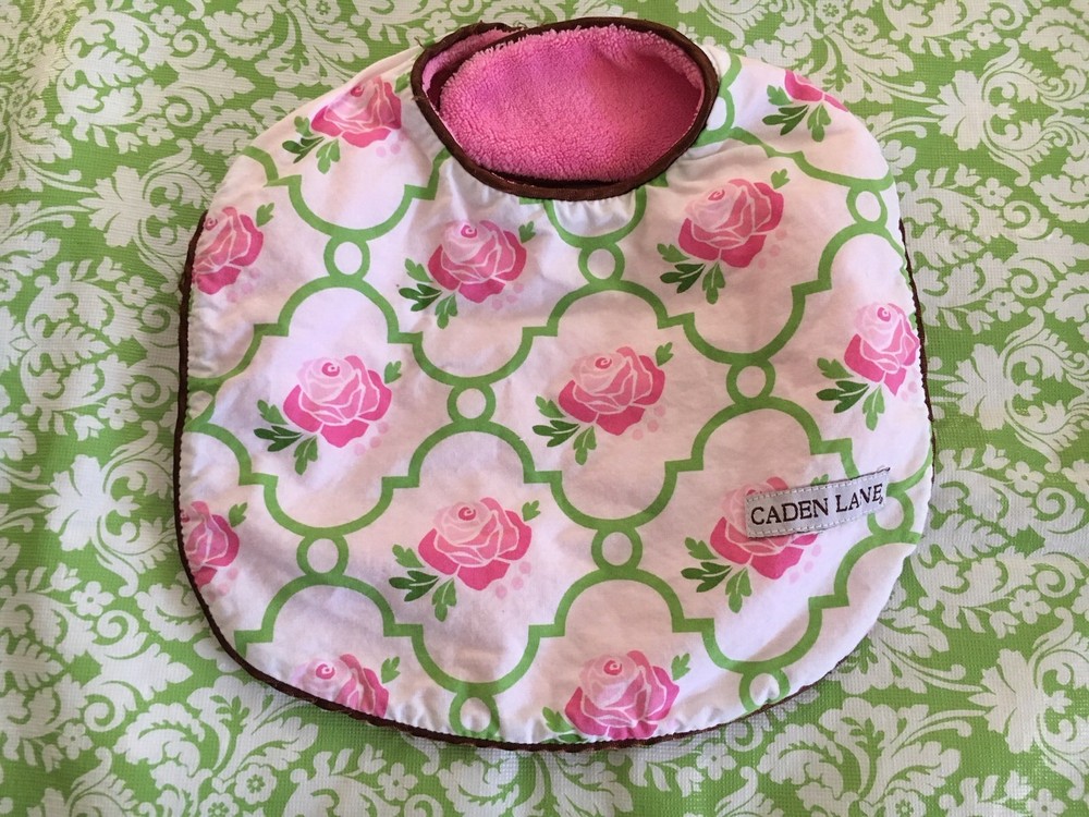 Caden Lane Pink Rose Baby Bib