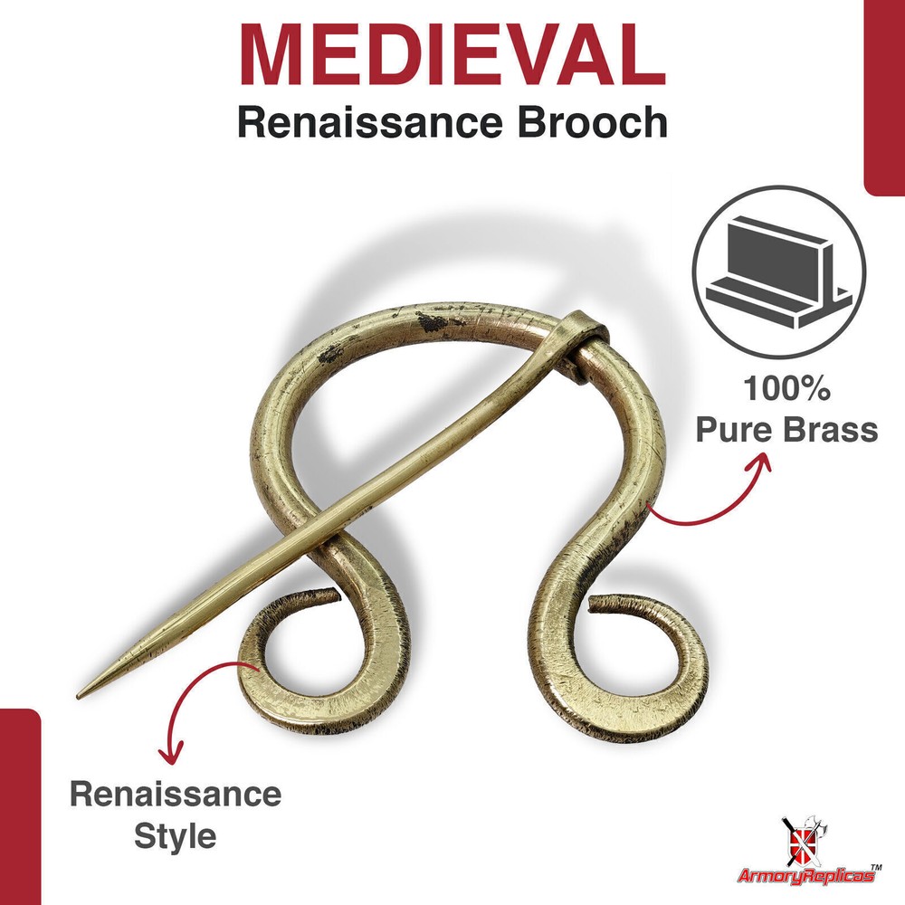 MEDIEVAL INSPIRED FUNCTIONAL HANDMADE PENANNULAR 100% BRASS BROOCH ACCESSORY