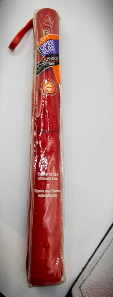 NEW Totes Chromatics Pushbutton Automatic Open Umbrella Style 0774K RED