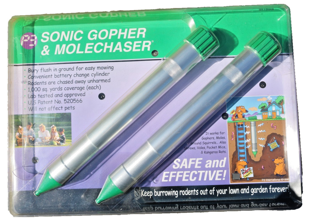 P3 Sonic Mole & Gopher Chaser 2-Pack - Humane Repellent - Safe Non-Toxic No-Kill