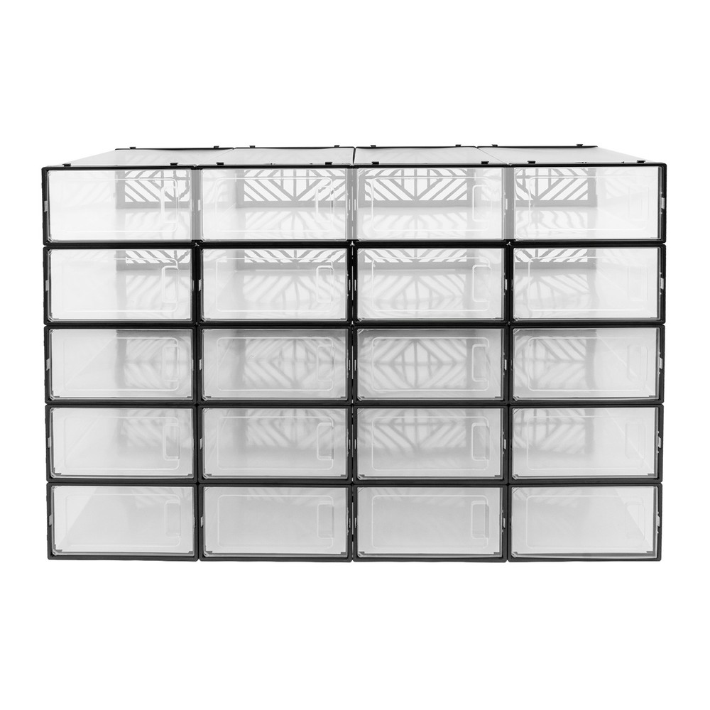 20 Pack Clear Plastic Shoe Boxes With Lids Stackable Storage Container Organizer