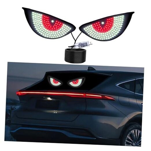 2Pcs Car Devil Eye Lights,Car Windscreen and Rear Window LED Devil White/Red