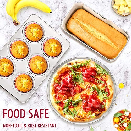 12-Piece Stainless Steel Bakeware Sets, Metal Baking Pan Set Include Compact