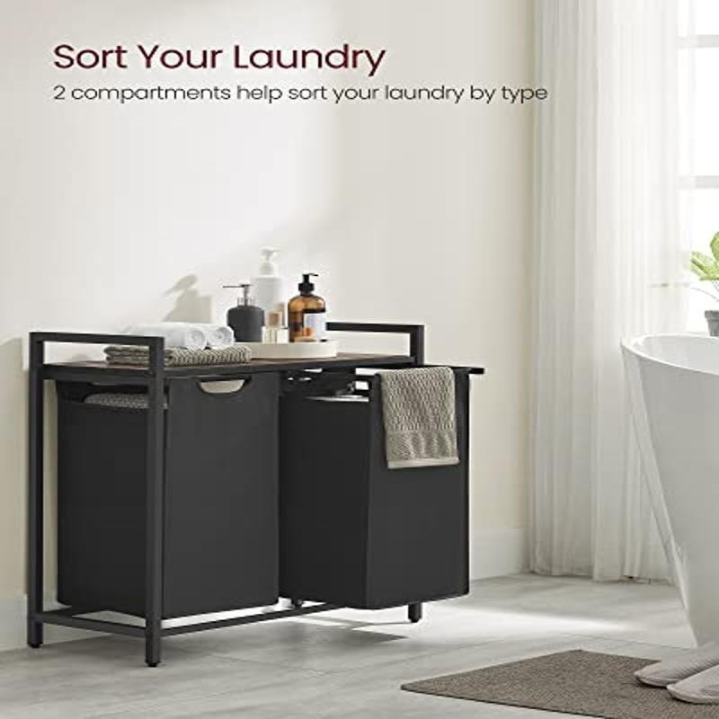 Laundry Sorter W/ 2 Pull-Out Liners Removable Shelf 24.2 Gallons Capacity New
