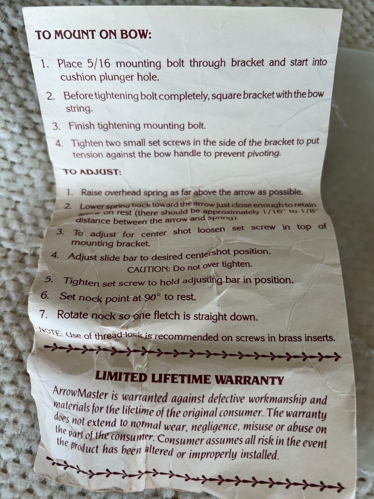 Archers Advantage Inc Arrow Master Overdraw Rest