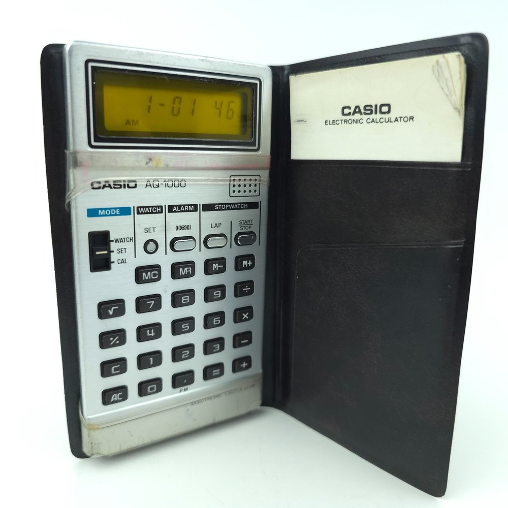 CASIO AQ-1000 Electronic Calculator / Time / Alarm *TESTED*