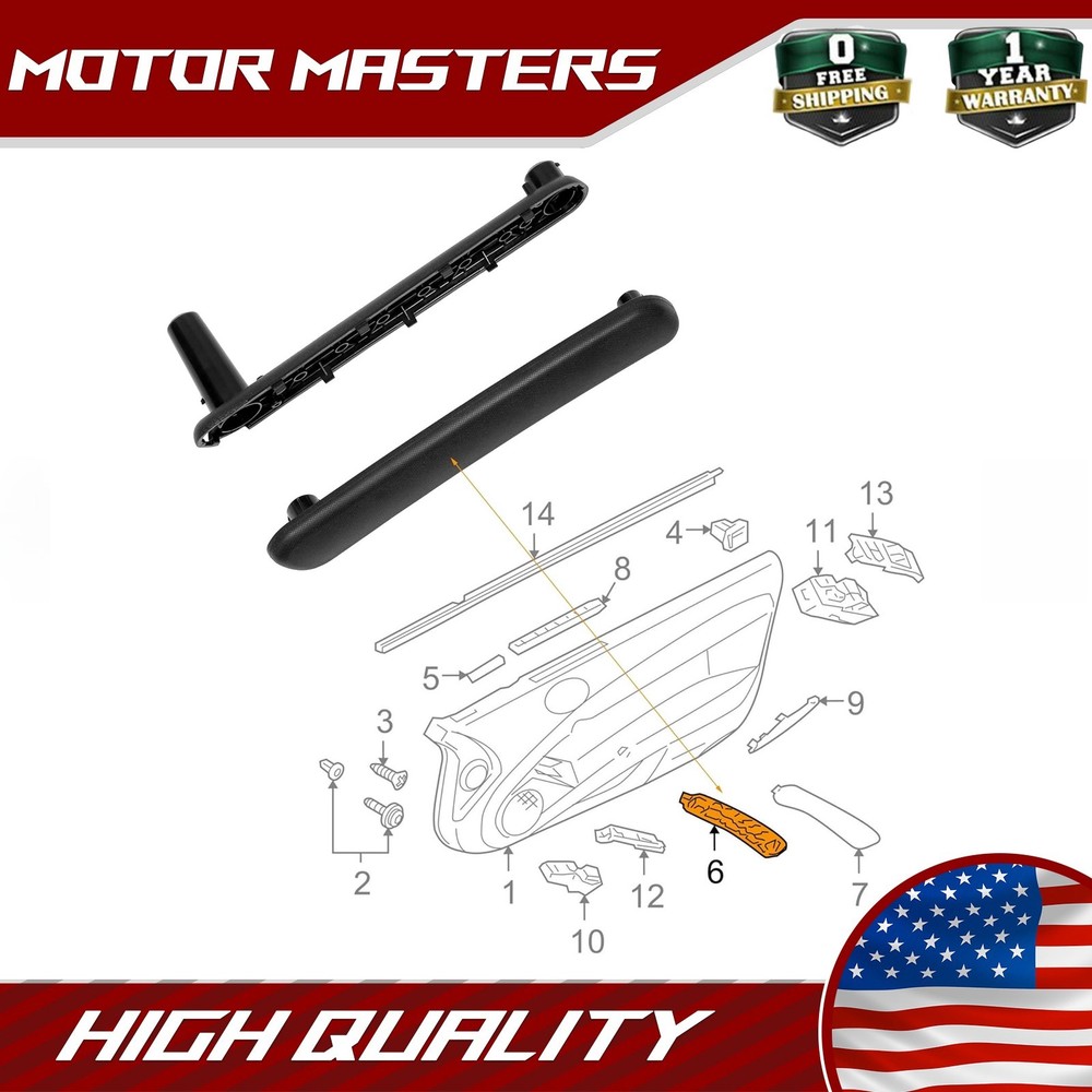 Black Front Passenger Interior Pull Door Handle for Mitsubishi Eclipse 2006-2012