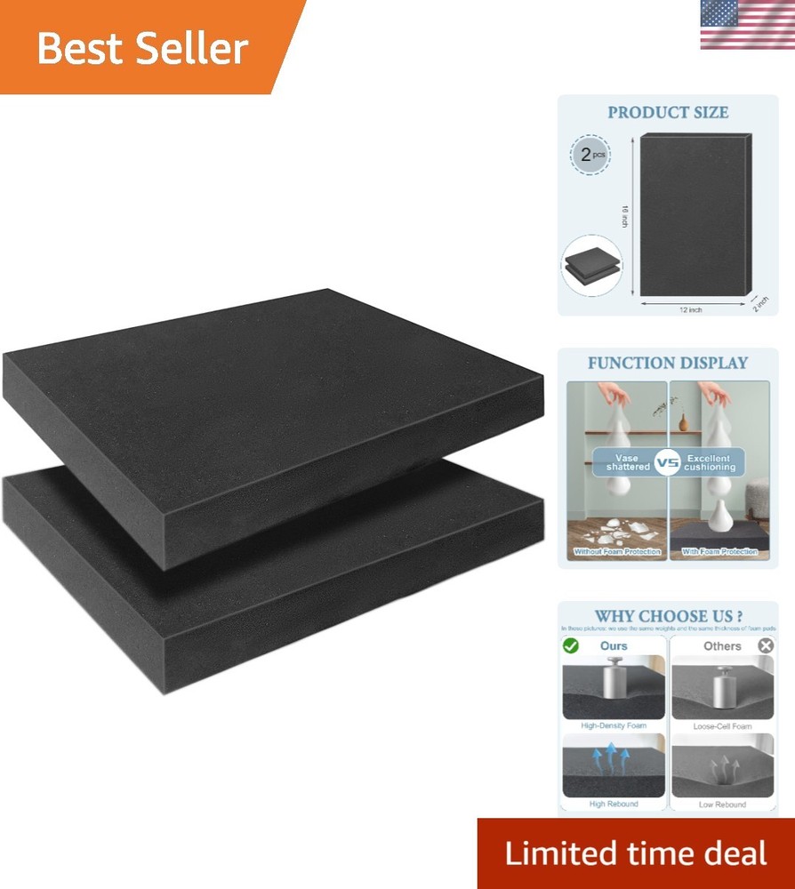 Black Foam Sheets 16x12x2 Inch - Customizable Packing Inserts for Tools