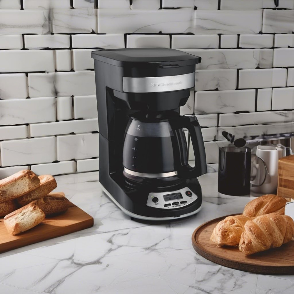 Hamilton Beach 12 Cup Programmable Drip Coffee Maker Machine, Regular & Bold Bre