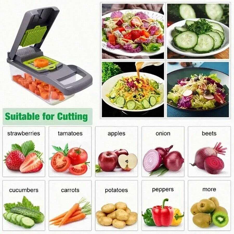 16 in 1 Vegetable Chopper & Spiralizer with Food Container Home & Kitchen Tools