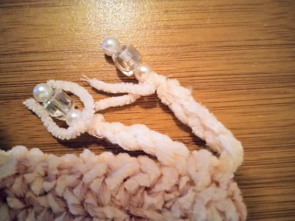 Handmade Crochet Drawstring Pouch with Beads