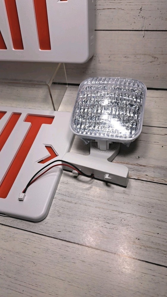 Red Exit Sign with Emergency Lights, LED Emergency Exit Light with Battery...