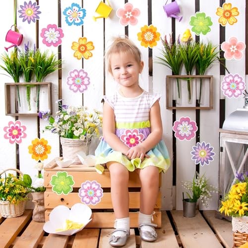 54 Pcs Spring Flower Cut-Outs Double Printed Paper Flower Decor for Spring