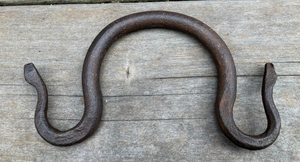 Antique Hand Forged Double Hook Primitive Farm Tool