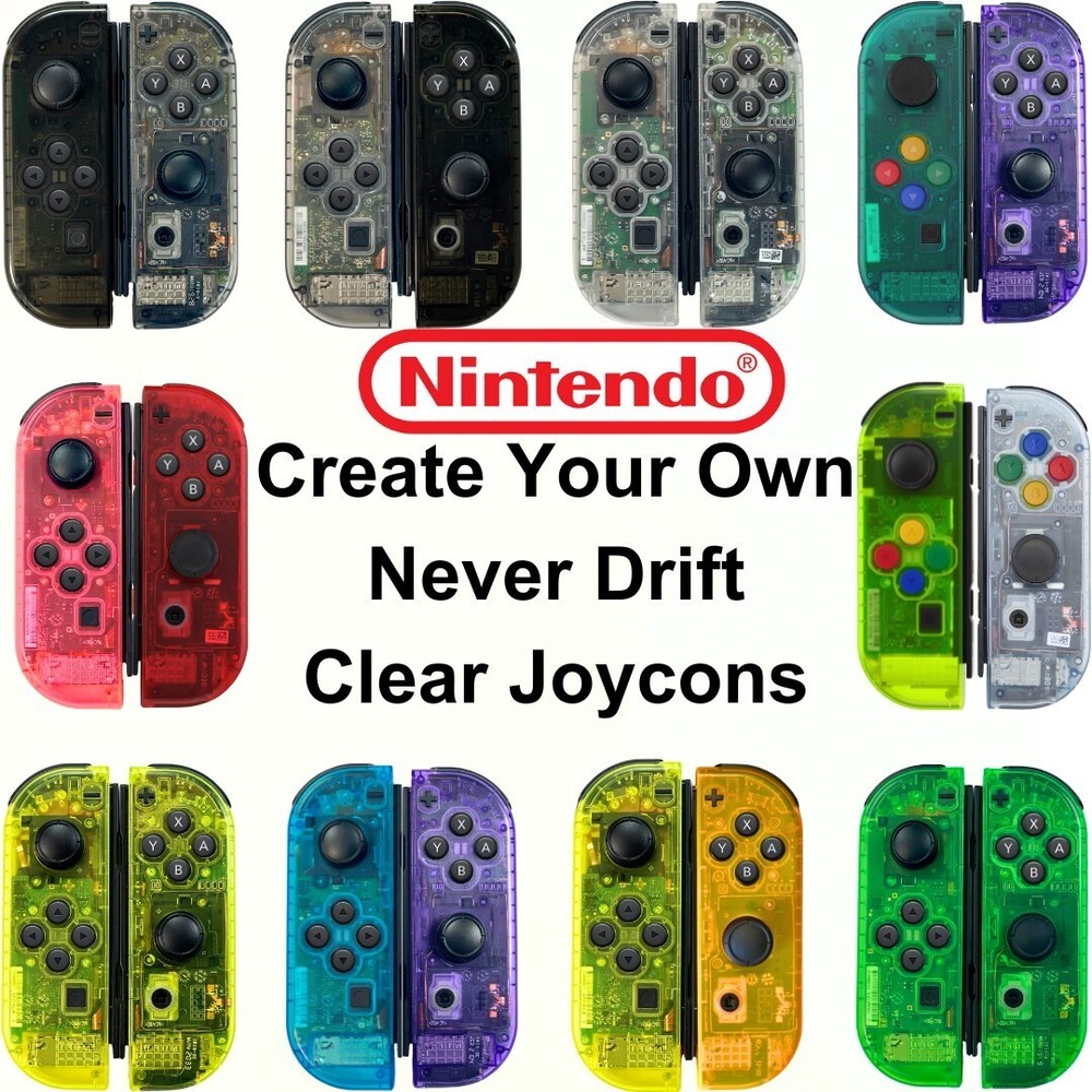 Clear Custom Never Drift Hall Effect Nintendo Switch Joy-Cons OEM Authentic