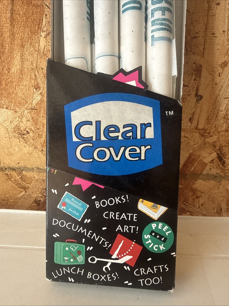 Clear Covers Removable Self Adhesive Book Covers Package 4 Rolls 90s Prints VTG