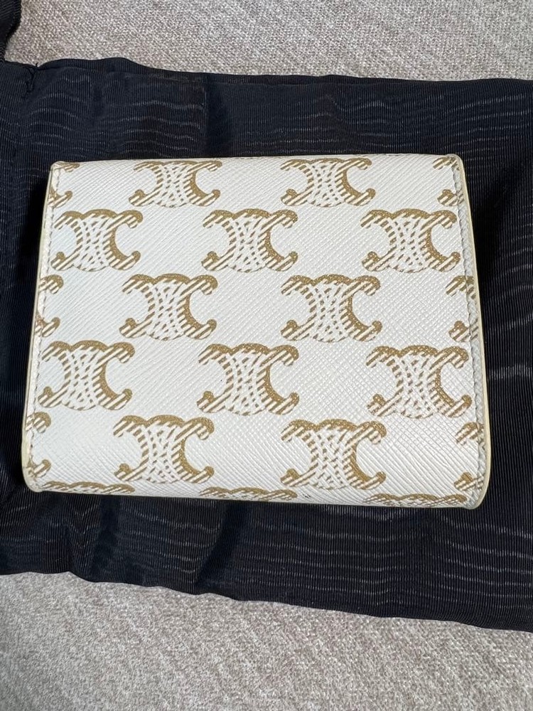 CELINE Tri fold Wallet White From Japan