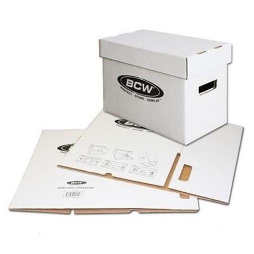 Comic Book Storage Box 1 Short BCW Holds 150 175 Stackable Cardboard Archive Lid